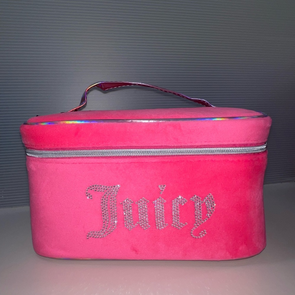JUICY COUTURE hot pink glitter makeup bag